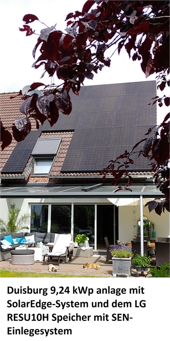 Duisburg 9,24 kWp Anlage mit SolarEdge und SEN