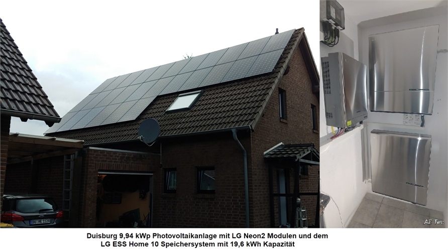 Duisburg 9,94 kWp Photovoltaikanlage mit Stromspeicher