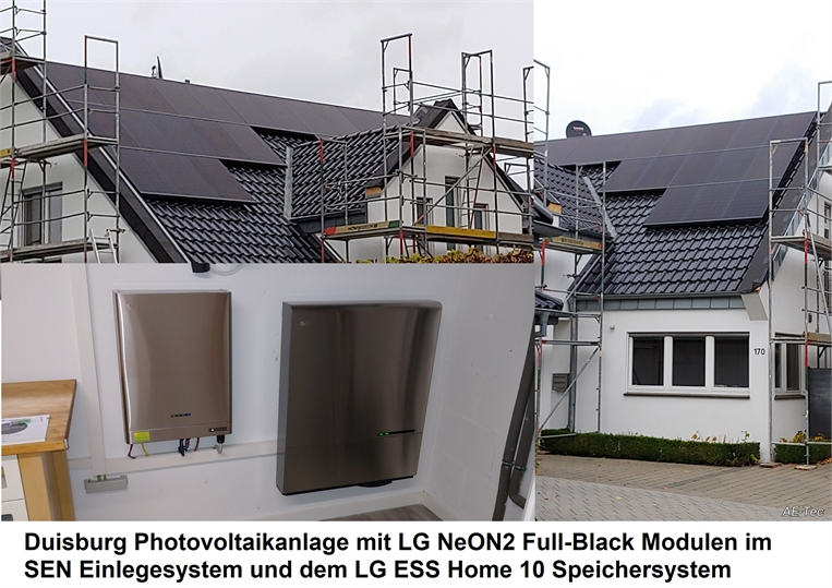 Duisburg Photovoltaik mit Einlegesystem und LG Speicher