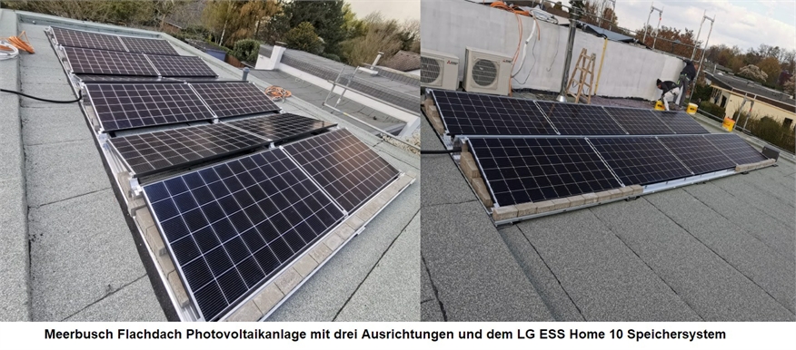Meerbusch Photovoltaikanlage mit drei Ausrichtungen und Speichersystem