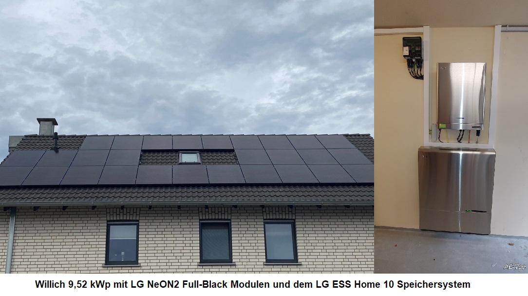 Willich 9,52 kWp Photovoltaikanlage mit Speicher System