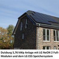 Duisburg 5,76 kWp Anlage mit LG NeON2 Black und LG ESS Speichersystem